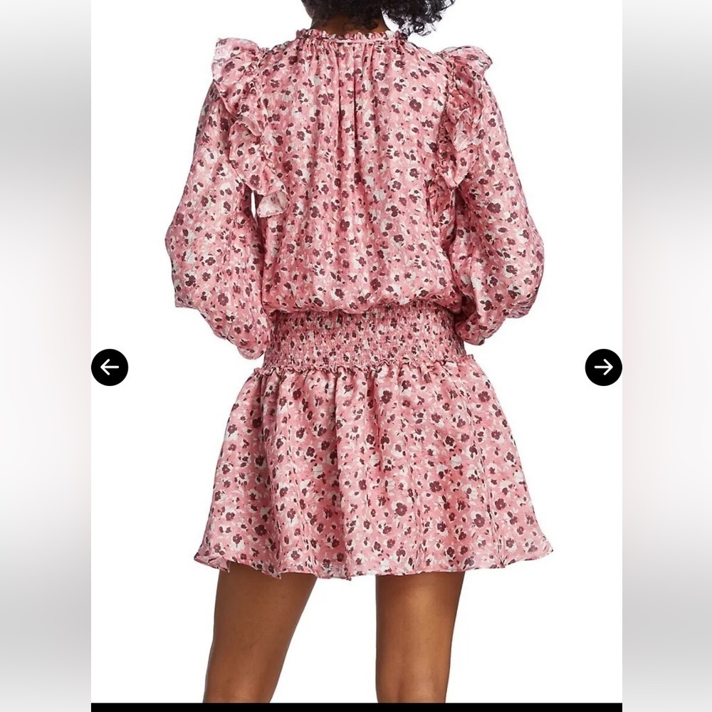 NWT in manu plastic Ramy Brook Penelope Silk Blend Ruffle Dress in Pink Size L - Picture 6 of 12